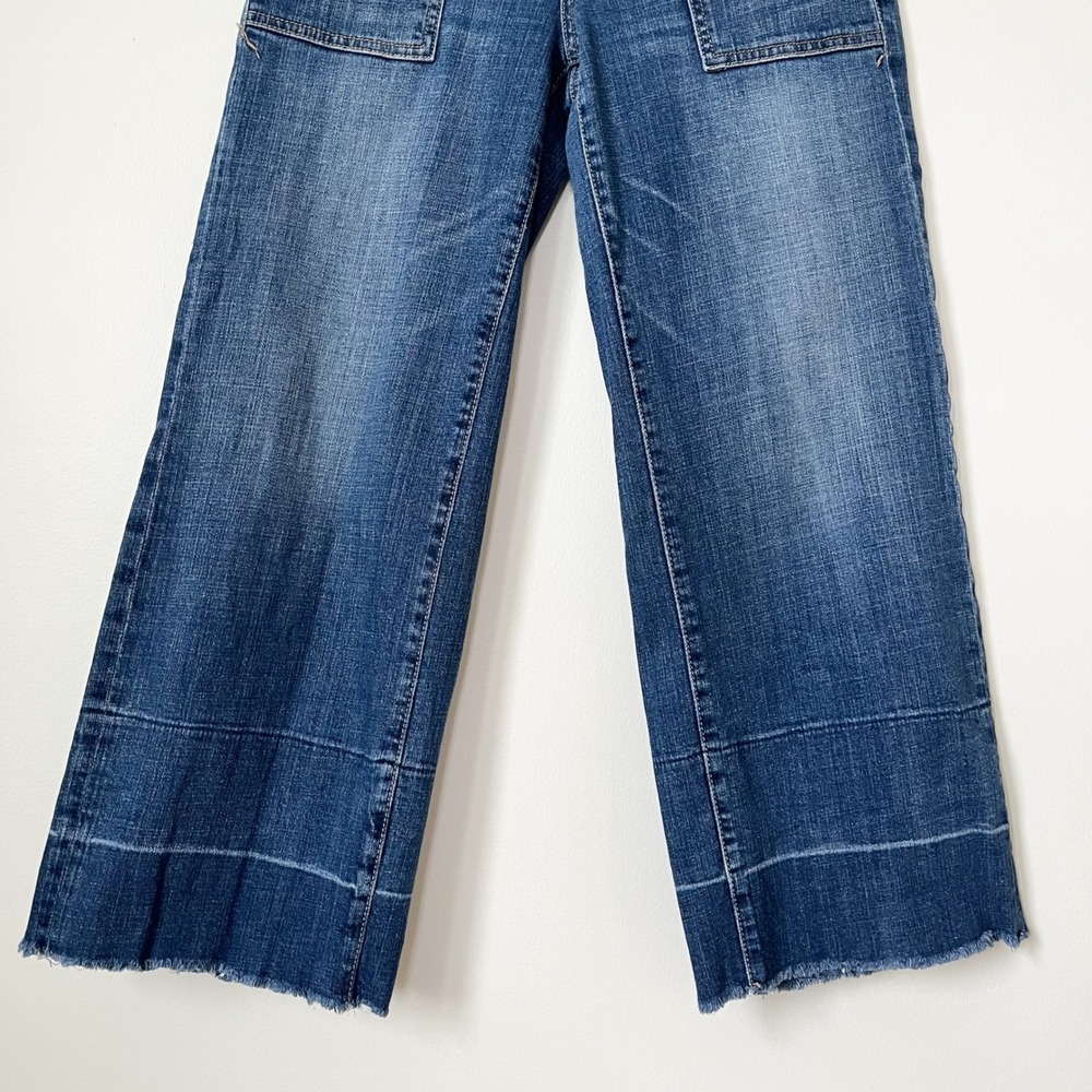 Pilcro & the Letterpress Mid Rise Wide Leg Crop Denim Jeans Raw Hem Womens 28 - Picture 3 of 14